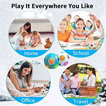 DPTOYZ Magic Rainbow Puzzle Ball Fidget Toys Color-Matching Puzzle Game Fidget Cube Stress Reliever Magic Ball Brain Teaser for Kids/Adults, Easter Basket Christmas Stocking Stuffers for Kids - 2 Pack