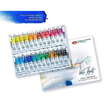 White Nights Professional Watercolor Set 24 Extra Fine Artist Grade 10ml Tubes Vibrant Lightfast Col...