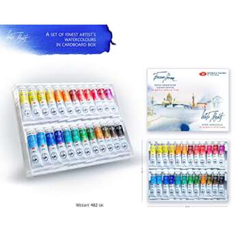 White Nights Professional Watercolor Set 24 Extra Fine Artist Grade 10ml Tubes Vibrant Lightfast Colors Ideal for Artists and Hobbyists Premium Art Supplies by Nevskaya Palitra