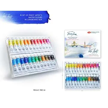White Nights Professional Watercolor Set 24 Extra Fine Artist Grade 10ml Tubes Vibrant Lightfast Colors Ideal for Artists and Hobbyists Premium Art Supplies by Nevskaya Palitra