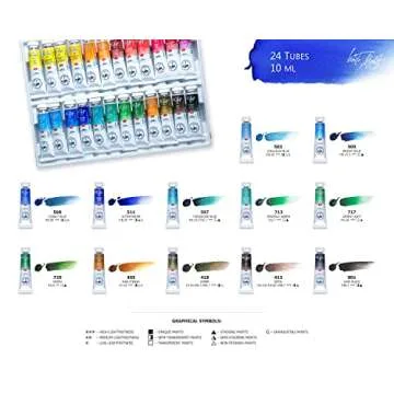 White Nights Professional Watercolor Set 24 Extra Fine Artist Grade 10ml Tubes Vibrant Lightfast Colors Ideal for Artists and Hobbyists Premium Art Supplies by Nevskaya Palitra