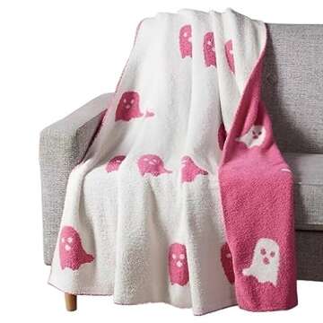 Cozy Halloween Blanket Pink Ghost for All Ages and Occasions