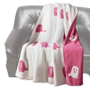 Cozy Halloween Blanket Pink Ghost for All Ages and Occasions