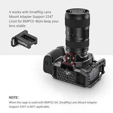 SmallRig BMPCC 4K/6K Half Cage Compatible with for Blackmagic Pocket Cinema Camera 4K/6K, Half Cage with Anti-Twist Mechanism and Built-in NATO Rails CVB2254B