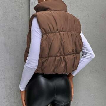 SeeLuNa Womens Cropped Puffer Vest Lightweight Sleeveless Stand Collar Quilted Coat Zipper Outerwear with Pockets