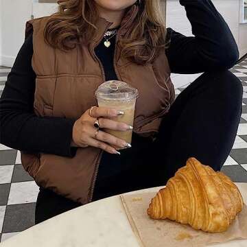 SeeLuNa Womens Cropped Puffer Vest Lightweight Sleeveless Stand Collar Quilted Coat Zipper Outerwear with Pockets