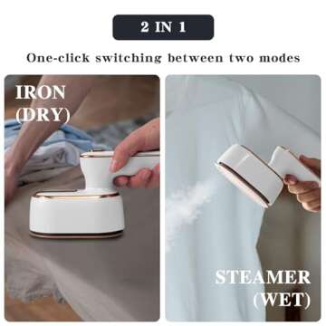 OCAW Steamer Iron For Clothes Travel Mini: Handheld Size Portable Fabric Clothing Steamers Small Han...