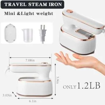 OCAW Steamer Iron For Clothes Travel Mini: Handheld Size Portable Fabric Clothing Steamers Small Hand Garment Electric Steam Ironing Machine For Clothes Travel College Dorm Home Essentials-White