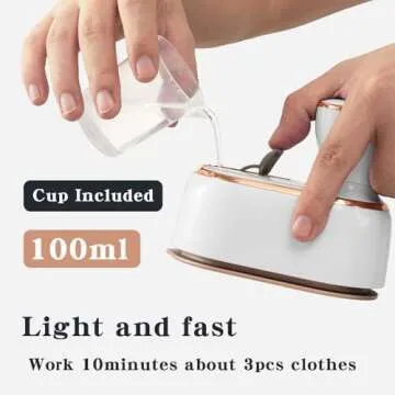 OCAW Steamer Iron For Clothes Travel Mini: Handheld Size Portable Fabric Clothing Steamers Small Hand Garment Electric Steam Ironing Machine For Clothes Travel College Dorm Home Essentials-White