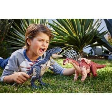 Mattel Jurassic World Bajadasaurus Action Figure: Rampage Neck Attack, Tail Whip, Digital Play!