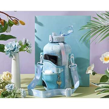 H2O Capsule 2.2L Half Gallon Water Bottle with Storage Sleeve and Removable Straw – BPA Free Large Reusable Drink Container with Handle - Big Sports Jug, 2.2 Liter (74 Ounce), Chill TieDye