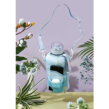 H2O Capsule 2.2L Half Gallon Water Bottle with Storage Sleeve and Removable Straw – BPA Free Large Reusable Drink Container with Handle - Big Sports Jug, 2.2 Liter (74 Ounce), Chill TieDye