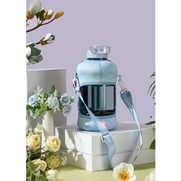 H2O Capsule 2.2L Half Gallon Water Bottle with Storage Sleeve and Removable Straw – BPA Free Large Reusable Drink Container with Handle - Big Sports Jug, 2.2 Liter (74 Ounce), Chill TieDye