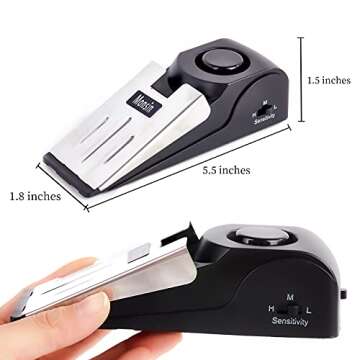 Door Stop Alarm, Door Stopper with 120DB Security Alarm, Floor Wedge Doorstop for Travel Apartment Home House (Pack of 3)