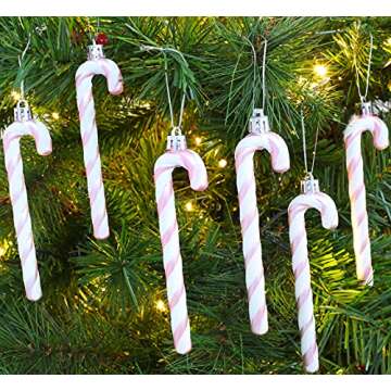 Christmas Concepts® Pack of 6-13cm Glitter Candy Cane Christmas Tree Decorations/Ornaments (Baby Pink)