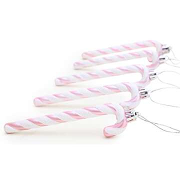 Christmas Concepts® Pack of 6-13cm Glitter Candy Cane Christmas Tree Decorations/Ornaments (Baby Pink)