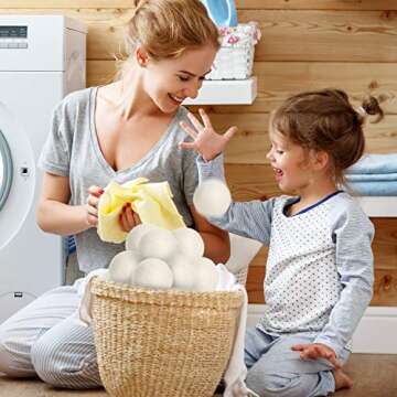 SnugPad XL Wool Dryer Balls, Natural Fabric Softener 100% Organic New Zealand Wool, Anti Static, Lint Free, Odorless, Chemical Free, Reduces Wrinkles, Baby Safe, Save Energy & Time, White 8 Count