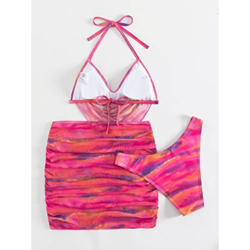 OYOANGLE 3 Piece Tie Dye Swimsuit for Stylish Beach Fun