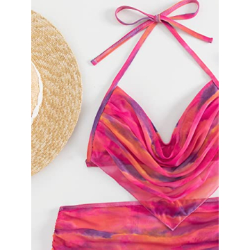 OYOANGLE 3 Piece Tie Dye Swimsuit for Stylish Beach Fun