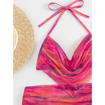 OYOANGLE 3 Piece Tie Dye Swimsuit for Stylish Beach Fun