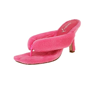 Vivianly Women's Furry Stiletto Flip Flops - Chic and Comfy