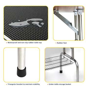 ROOMTEC 46" Adjustable Dog Grooming Table with Storage