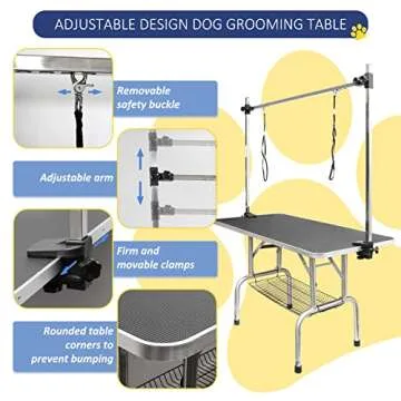 ROOMTEC 46" Adjustable Dog Grooming Table with Storage
