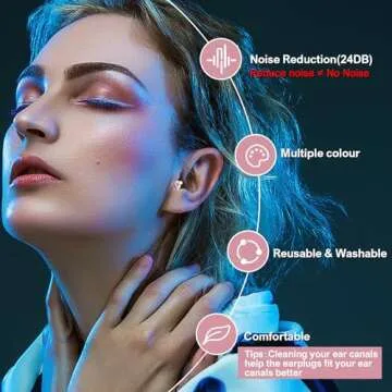 High Fidelity Concert Earplugs for Concerts Musicians，Earplugs for Noise Reduction，24db Advanced Filter Technology Ear Protection for Music Festivals,DJ's, Nightclub, Drummers - 2 Pairs （Pink）