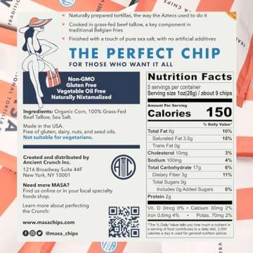 MASA CHIPS - Tortilla Chips Snack Pack - Seed Oil Free, Naturally Grown Corn Chips - Low Carb Snacks...