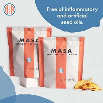 MASA CHIPS - Tortilla Chips Snack Pack - Seed Oil Free, Naturally Grown Corn Chips - Low Carb Snacks - Made with Grass Fed Tallow & Sea Salt Tortilla Chips - 2 Pack, 5 Ounce Each