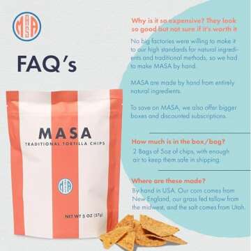 MASA CHIPS - Tortilla Chips Snack Pack - Seed Oil Free, Naturally Grown Corn Chips - Low Carb Snacks - Made with Grass Fed Tallow & Sea Salt Tortilla Chips - 2 Pack, 5 Ounce Each