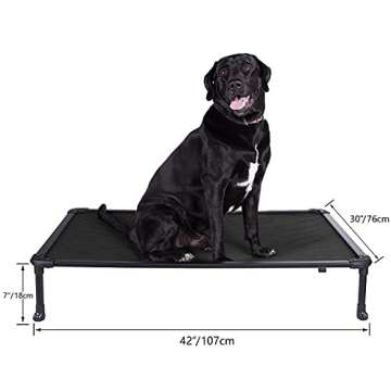 Veehoo Chew Proof Elevated Dog Bed - Cooling Raised Pet Cot - Rustless Aluminum Frame and Durable Textilene Mesh Fabric, Unique Designed No-Slip Feet for Indoor or Outdoor Use, Black, Large, CWC2002