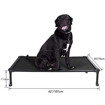 Veehoo Chew Proof Elevated Dog Bed - Cooling Raised Pet Cot - Rustless Aluminum Frame and Durable Textilene Mesh Fabric, Unique Designed No-Slip Feet for Indoor or Outdoor Use, Black, Large, CWC2002