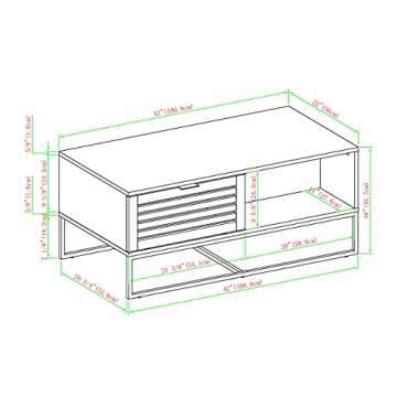 Walker Edison Modern Slatted Wood Coffee Table with Drawer
