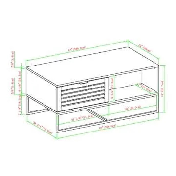 Walker Edison Modern Slatted Wood Coffee Table with Drawer