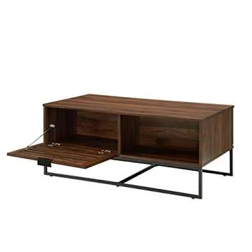Walker Edison Modern Slatted Wood Coffee Table with Drawer