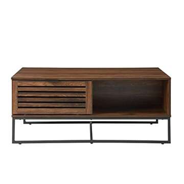 Walker Edison Modern Slatted Wood Coffee Table with Drawer