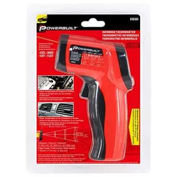Powerbuilt Infrared Temperature Gun Non-Contact Laser, Handheld Heat Detector for Grill, Engine, Surface, Home or Industrial Temps -58F to 716F Red