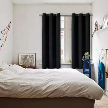 BGment Black Blackout Curtains for Bedroom 63 Inches Long, Black Out Room Darkening Light Blocking Thermal Insulated Grommet Window Drapes, Each Panel 42 Inch Wide