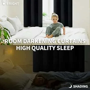 BGment Black Blackout Curtains for Bedroom 63 Inches Long, Black Out Room Darkening Light Blocking Thermal Insulated Grommet Window Drapes, Each Panel 42 Inch Wide