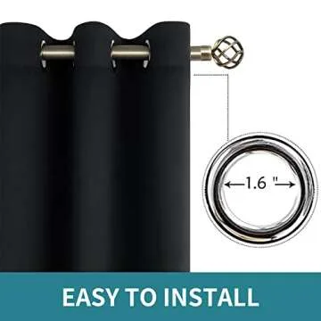 BGment Black Blackout Curtains for Bedroom 63 Inches Long, Black Out Room Darkening Light Blocking Thermal Insulated Grommet Window Drapes, Each Panel 42 Inch Wide