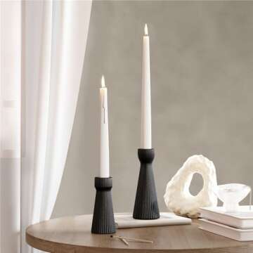 SCBLOOM Taper Candle Holders for Candlesticks Ceramic Candle Stick Candle Holder- Set of 2 Decorativ...
