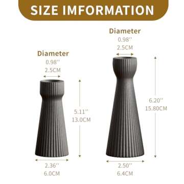 SCBLOOM Taper Candle Holders for Candlesticks Ceramic Candle Stick Candle Holder- Set of 2 Decorative Candle Stand for Wedding Decor,Dinner Party and Table Centerpieces,Housewarming Gift Black