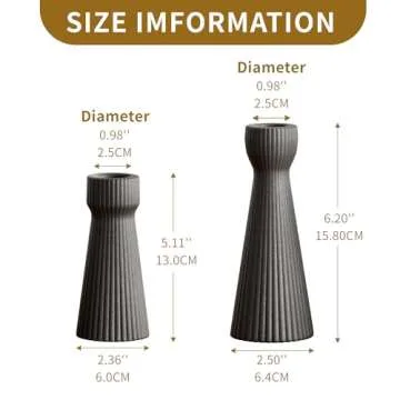 SCBLOOM Taper Candle Holders for Candlesticks Ceramic Candle Stick Candle Holder- Set of 2 Decorative Candle Stand for Wedding Decor,Dinner Party and Table Centerpieces,Housewarming Gift Black