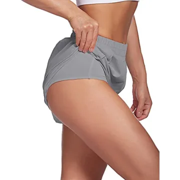 LaLaLa Women's Activewear Yoga Running Shorts with Pocket