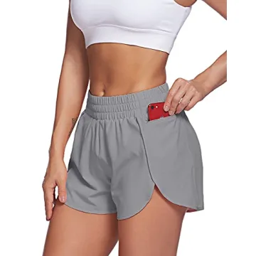 LaLaLa Women's Activewear Yoga Running Shorts with Pocket