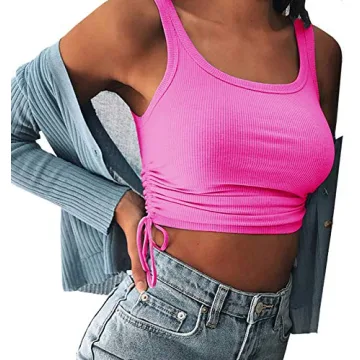 Artfish Sleeveless Ribbed Crop Top with Adjustable Sides – Comfortable Style