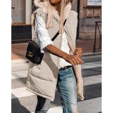 BTFBM Women’s Reversible Hooded Puffer Vest for Fall