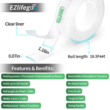 EZlifego Heavy Duty Double Sided Tape for All Surfaces