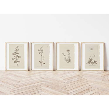 Vintage Botanical Floral Art Prints Set for Home Decor
